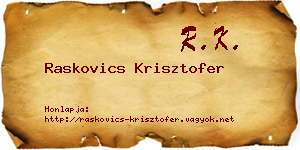 Raskovics Krisztofer névjegykártya